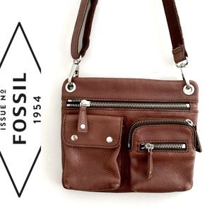 Fossil Brown Leather Crossbody Bag
